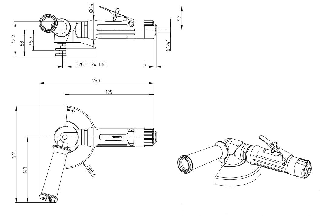 Atlas阿特拉斯2408 PRO角向磨光机结构图 Atlas阿特拉斯2408 PRO角向磨光机结构图